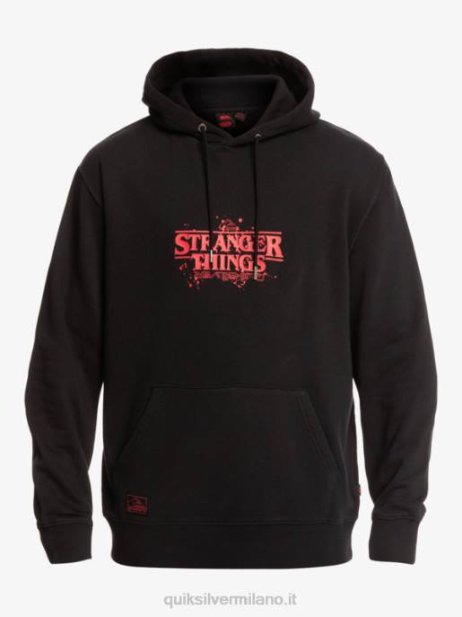 esso Quiksilver x Stranger uomini cose felpa con cappuccio logo ufficiale nero HTZR1806