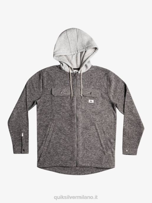 esso Quiksilver uomini giacca con cerniera in pile con cappuccio super swell erica grigio scuro HTZR1472