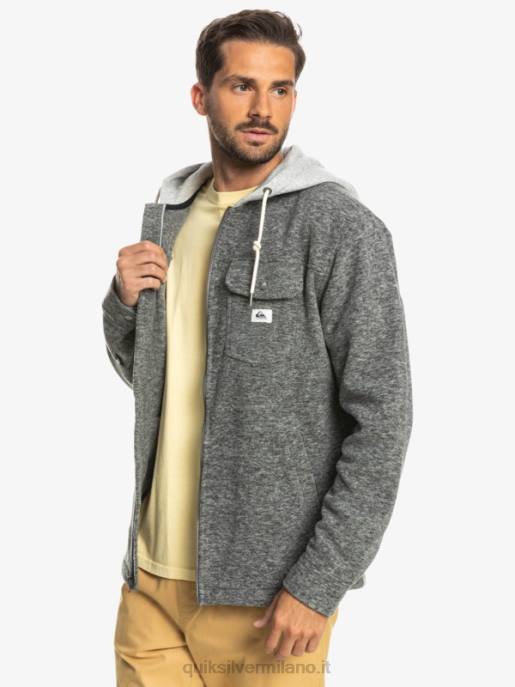 esso Quiksilver uomini giacca con cerniera in pile con cappuccio super swell erica grigio scuro HTZR1472