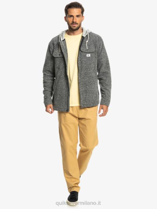 esso Quiksilver uomini giacca con cerniera in pile con cappuccio super swell erica grigio scuro HTZR1472