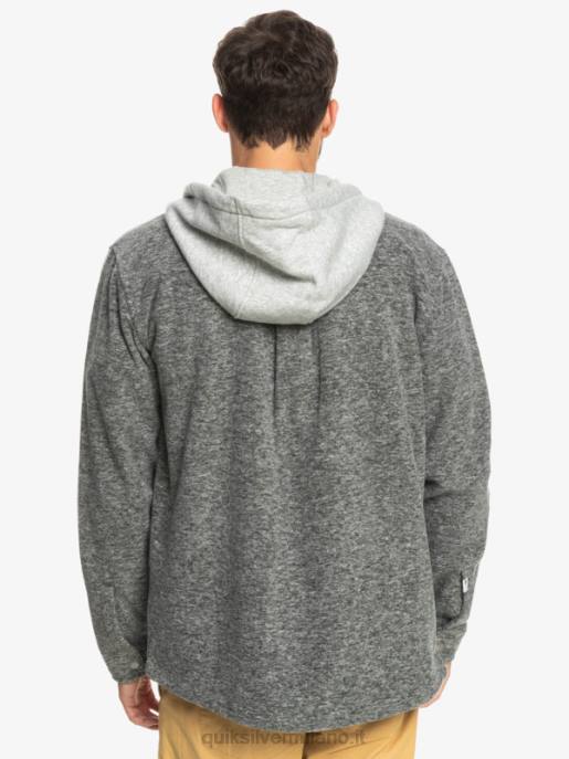 esso Quiksilver uomini giacca con cerniera in pile con cappuccio super swell erica grigio scuro HTZR1472