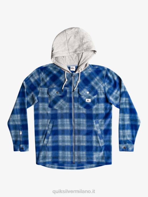 esso Quiksilver uomini giacca con cerniera in pile con cappuccio super swell super plaid blu sodalite HTZR1475