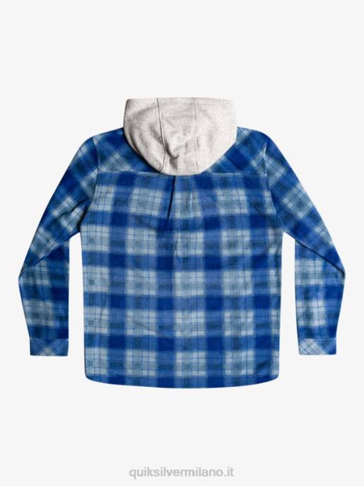 esso Quiksilver uomini giacca con cerniera in pile con cappuccio super swell super plaid blu sodalite HTZR1475