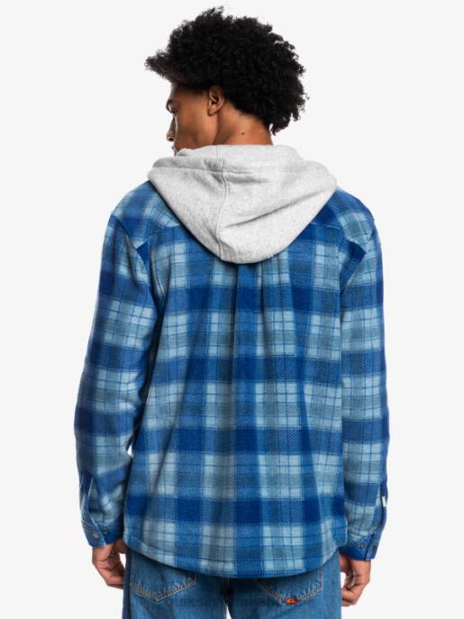 esso Quiksilver uomini giacca con cerniera in pile con cappuccio super swell super plaid blu sodalite HTZR1475
