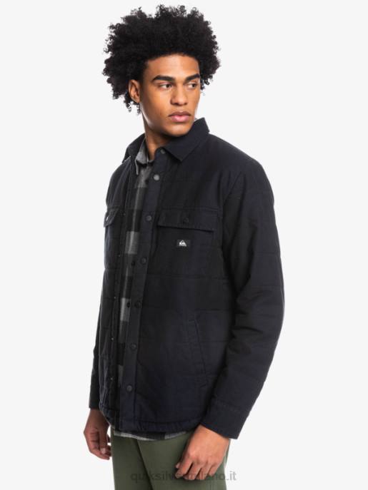 esso Quiksilver uomini giacca da lavoro in tela downrail nero HTZR1568
