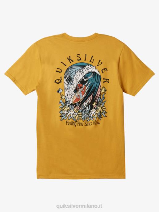 esso Quiksilver uomini la t-shirt barile originale oro brillante HTZR1171