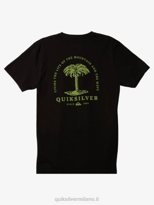 esso Quiksilver uomini maglietta con palme di mare nero HTZR1024