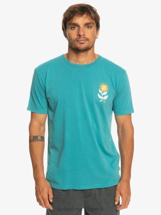 esso Quiksilver uomini maglietta del fiore del sole blu bretone HTZR1021
