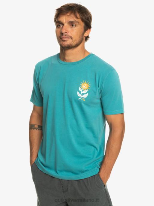 esso Quiksilver uomini maglietta del fiore del sole blu bretone HTZR1021