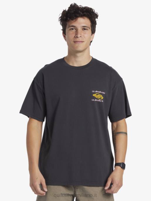 esso Quiksilver uomini maglietta del viaggio di potere nero HTZR759