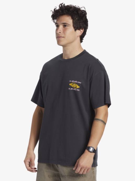 esso Quiksilver uomini maglietta del viaggio di potere nero HTZR759