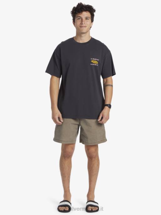 esso Quiksilver uomini maglietta del viaggio di potere nero HTZR759
