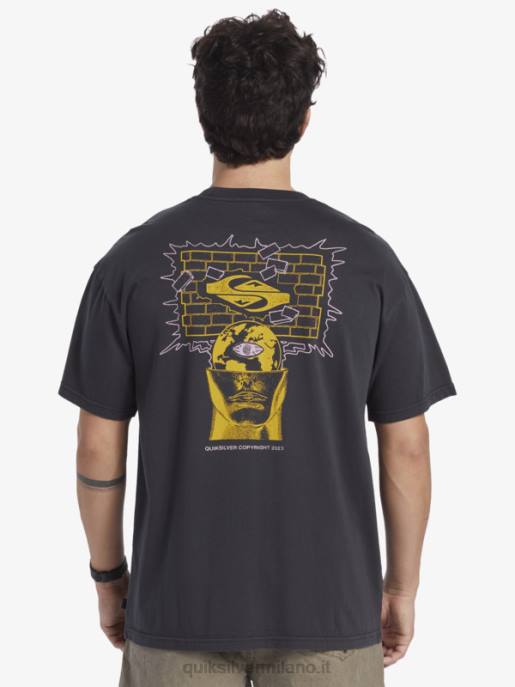 esso Quiksilver uomini maglietta del viaggio di potere nero HTZR759