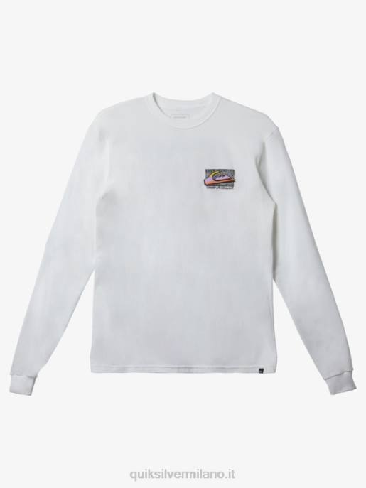 esso Quiksilver uomini maglietta sbiadita retrò bianco HTZR1214