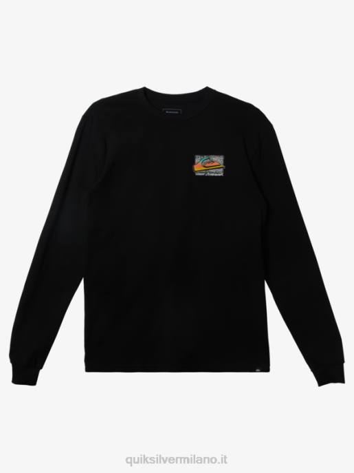 esso Quiksilver uomini maglietta sbiadita retrò nero HTZR1213