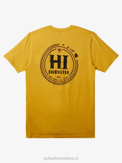 esso Quiksilver uomini maglietta sopravvissuta hawaii giallo tuorlo HTZR117