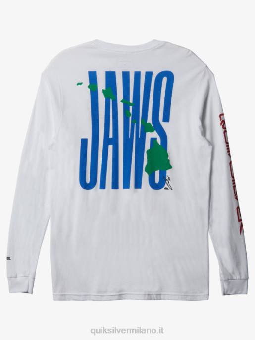 esso Quiksilver uomini mascelle grande onda sfida ls t-shirt bianco HTZR1425