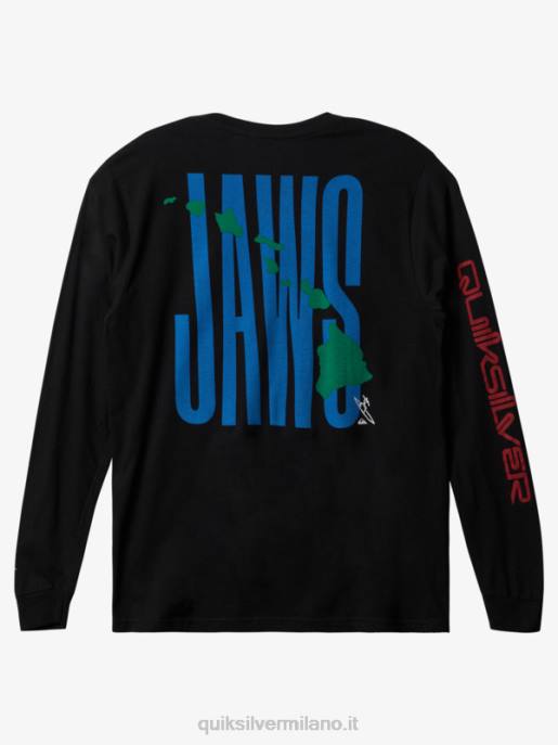 esso Quiksilver uomini mascelle grande onda sfida ls t-shirt nero HTZR1426