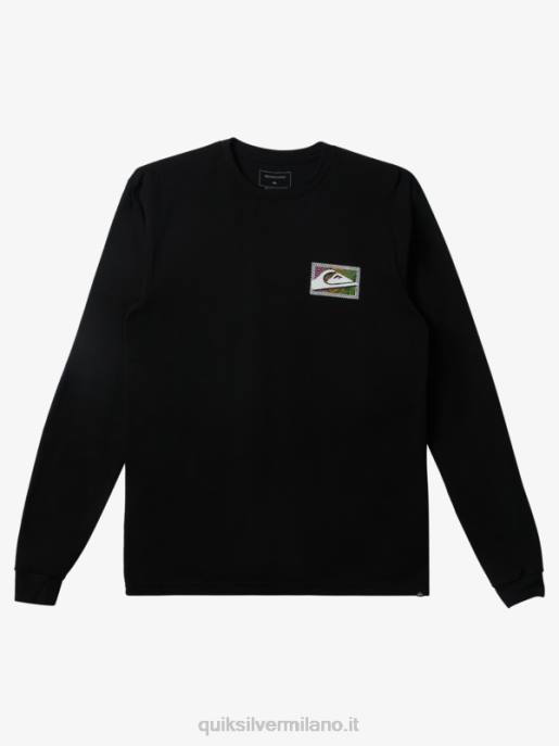 esso Quiksilver uomini t-shirt a maniche lunghe con stampe sfumate nero HTZR435