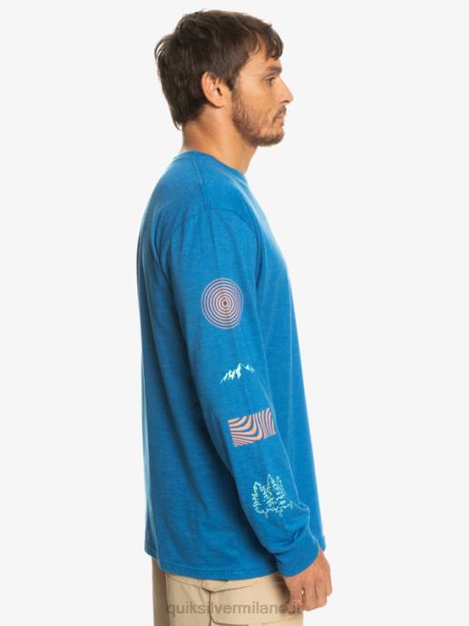 esso Quiksilver uomini t-shirt a maniche lunghe frammento della natura boccaglio blu HTZR1038
