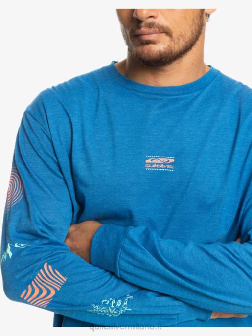 esso Quiksilver uomini t-shirt a maniche lunghe frammento della natura boccaglio blu HTZR1038