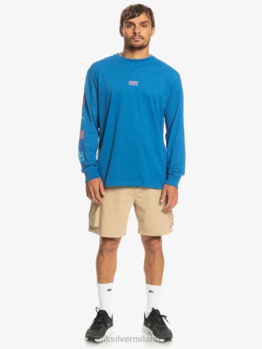 esso Quiksilver uomini t-shirt a maniche lunghe frammento della natura boccaglio blu HTZR1038
