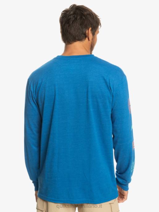 esso Quiksilver uomini t-shirt a maniche lunghe frammento della natura boccaglio blu HTZR1038