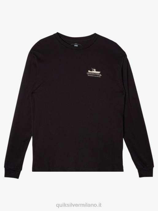 esso Quiksilver uomini t-shirt a maniche lunghe waterman power trip nero HTZR62
