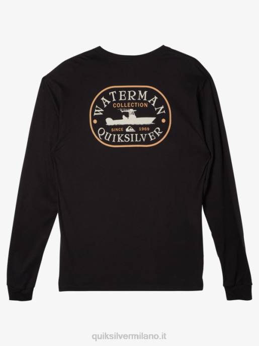 esso Quiksilver uomini t-shirt a maniche lunghe waterman power trip nero HTZR62