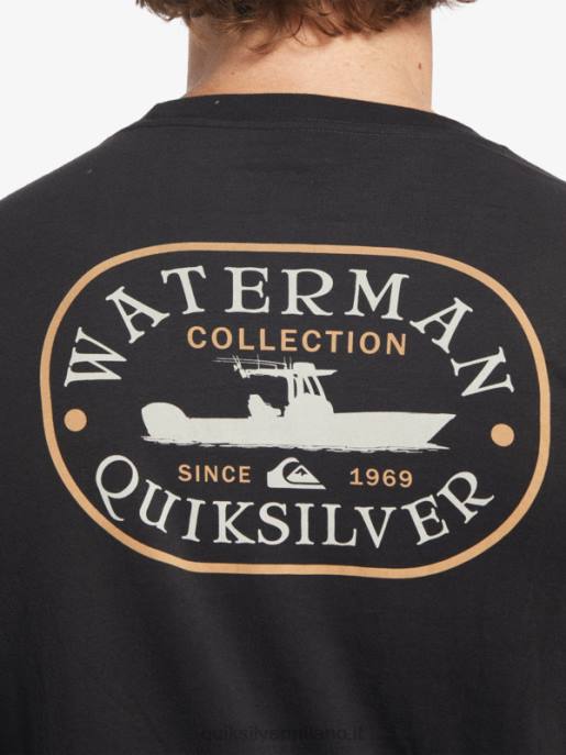 esso Quiksilver uomini t-shirt a maniche lunghe waterman power trip nero HTZR62