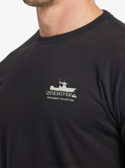 esso Quiksilver uomini t-shirt a maniche lunghe waterman power trip nero HTZR62