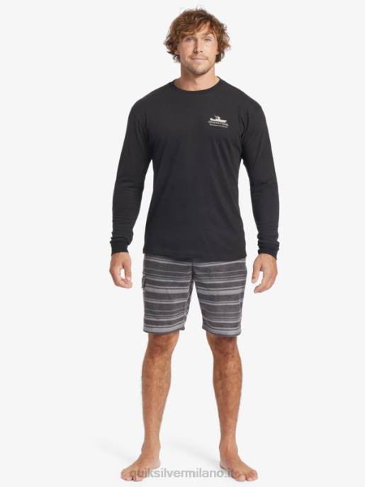 esso Quiksilver uomini t-shirt a maniche lunghe waterman power trip nero HTZR62