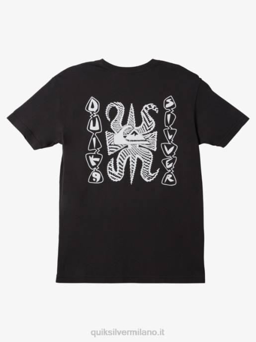 esso Quiksilver uomini t-shirt con logo fortunato nero HTZR983