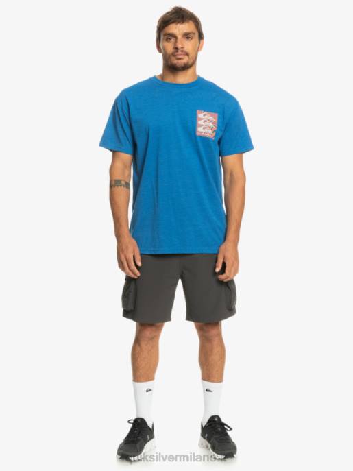 esso Quiksilver uomini t-shirt con motivi deformati boccaglio blu HTZR1015