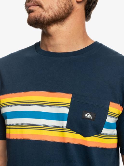 esso Quiksilver uomini t-shirt con taschino a righe surfadelica blazer blu scuro HTZR1064