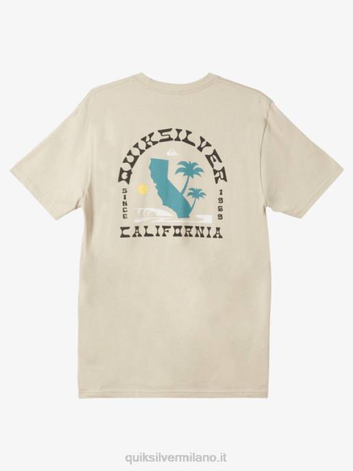 esso Quiksilver uomini t-shirt iconica della California West piazza tortora HTZR1228