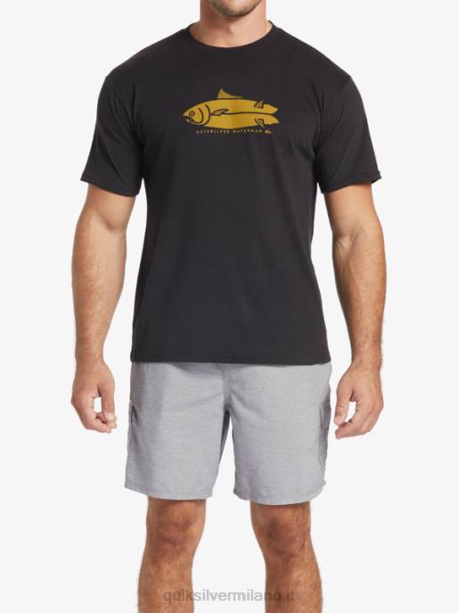 esso Quiksilver uomini t-shirt racconti di pesce waterman nero HTZR58