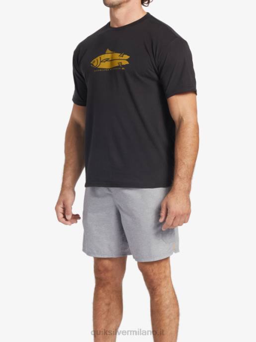 esso Quiksilver uomini t-shirt racconti di pesce waterman nero HTZR58