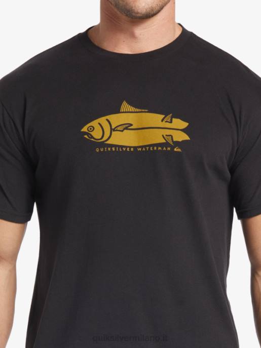 esso Quiksilver uomini t-shirt racconti di pesce waterman nero HTZR58