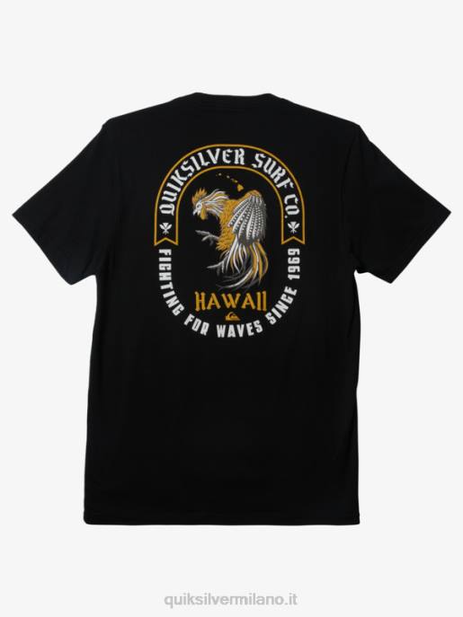 esso Quiksilver uomini t-shirt reale gallo hawaii nero HTZR672
