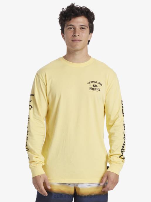 esso Quiksilver x Pacifico uomini maglietta a maniche lunghe tiratore dritto oro HTZR5