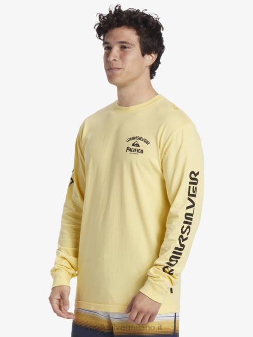 esso Quiksilver x Pacifico uomini maglietta a maniche lunghe tiratore dritto oro HTZR5