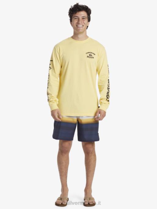 esso Quiksilver x Pacifico uomini maglietta a maniche lunghe tiratore dritto oro HTZR5