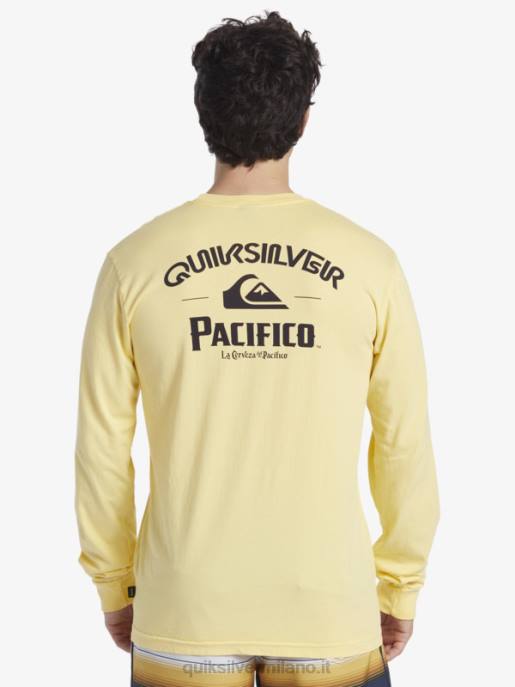 esso Quiksilver x Pacifico uomini maglietta a maniche lunghe tiratore dritto oro HTZR5