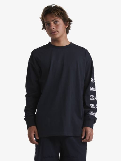 esso Quiksilver x Stab uomini maglietta organica a maniche lunghe nero HTZR1845