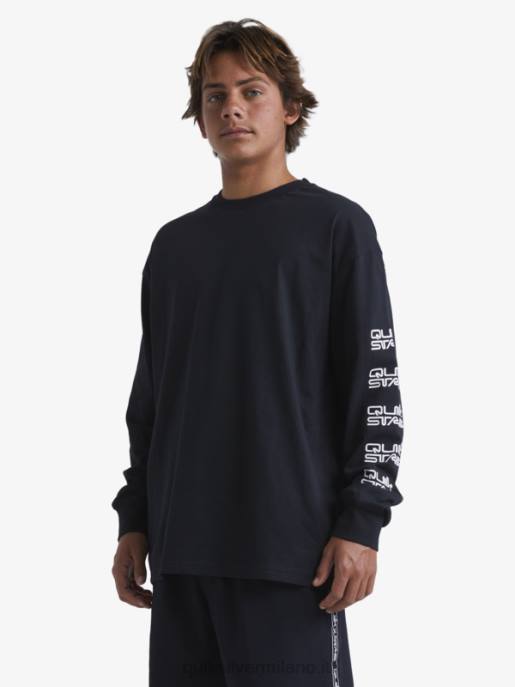 esso Quiksilver x Stab uomini maglietta organica a maniche lunghe nero HTZR1845