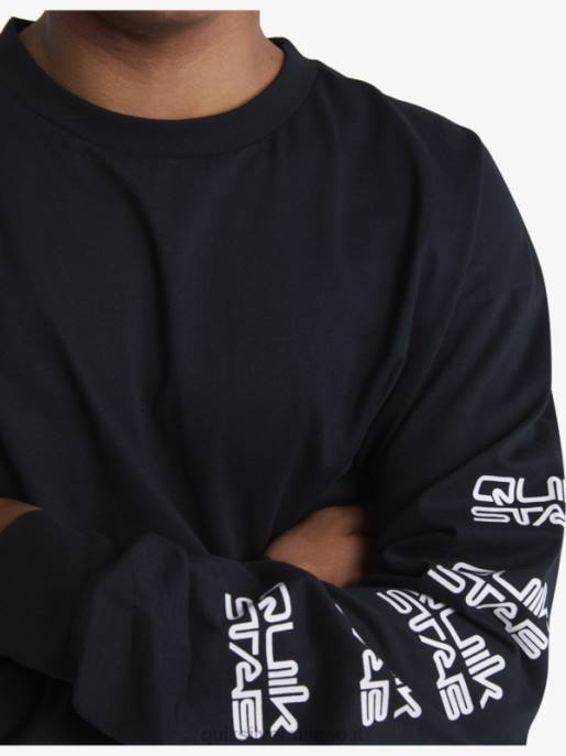 esso Quiksilver x Stab uomini maglietta organica a maniche lunghe nero HTZR1845
