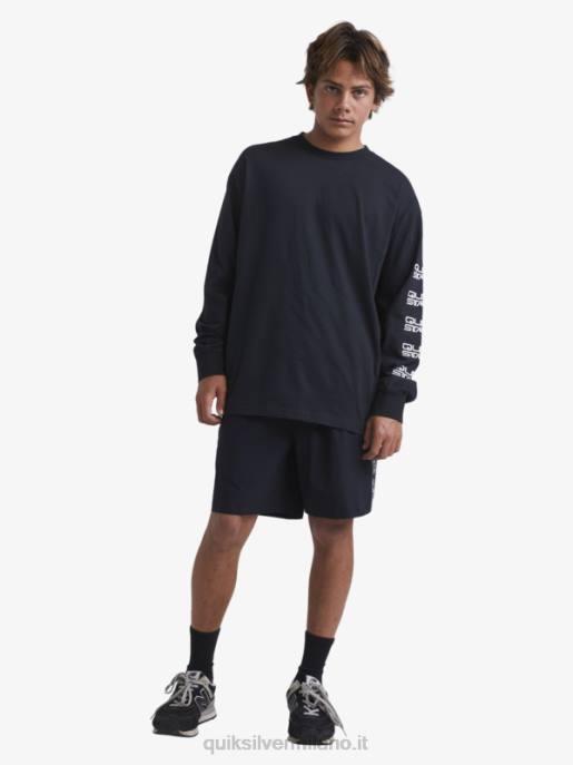 esso Quiksilver x Stab uomini maglietta organica a maniche lunghe nero HTZR1845