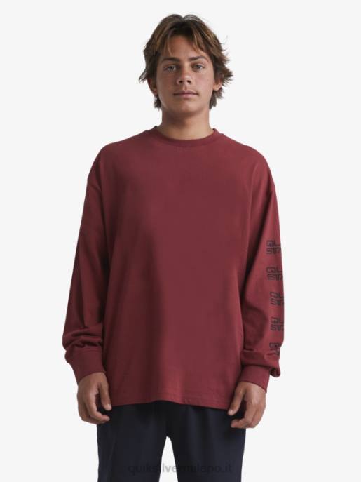esso Quiksilver x Stab uomini maglietta organica a maniche lunghe vino rubino HTZR1844