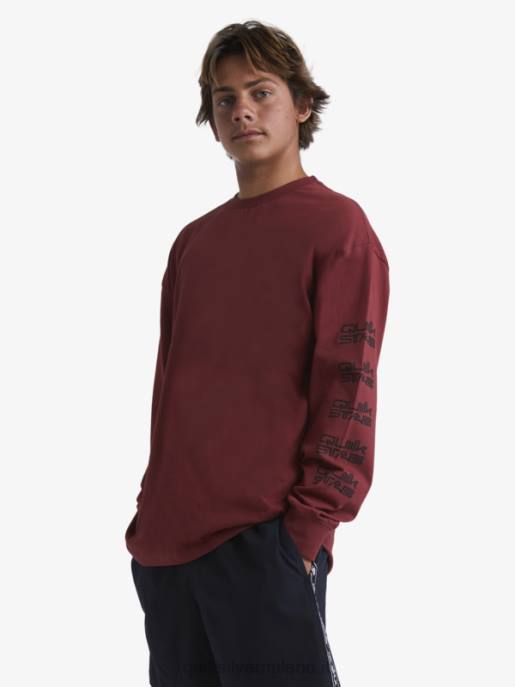 esso Quiksilver x Stab uomini maglietta organica a maniche lunghe vino rubino HTZR1844